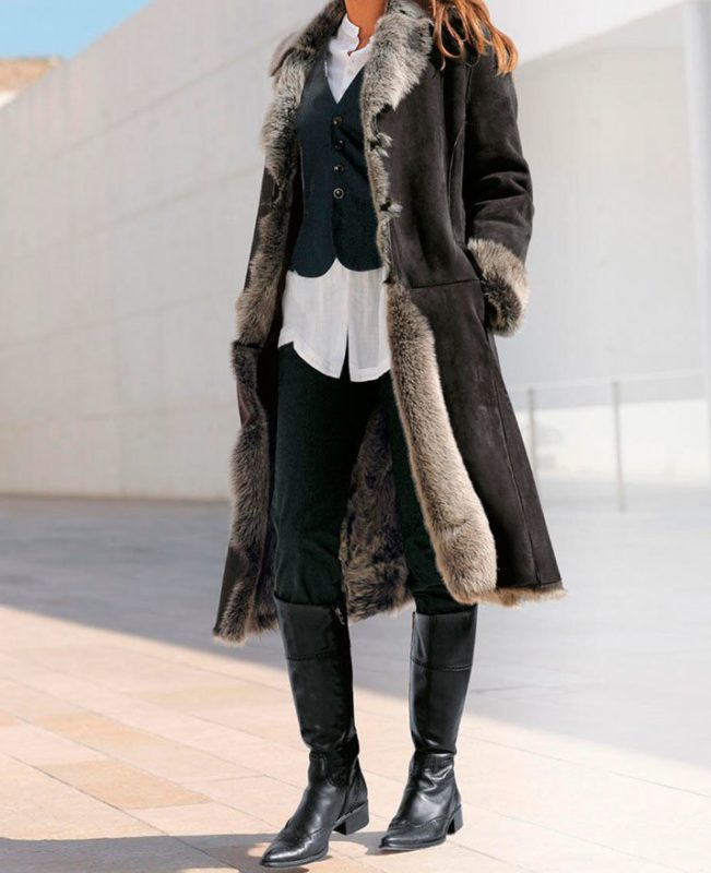 Long sheepskin coat