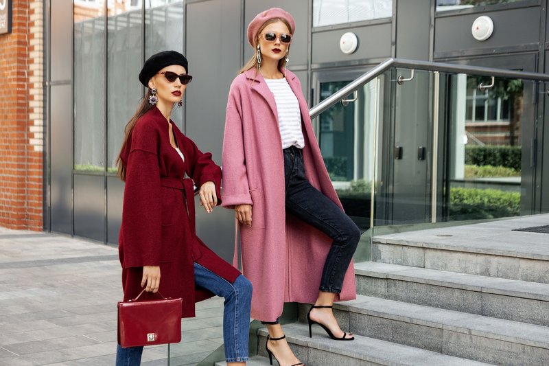 Red cardigan with a belt