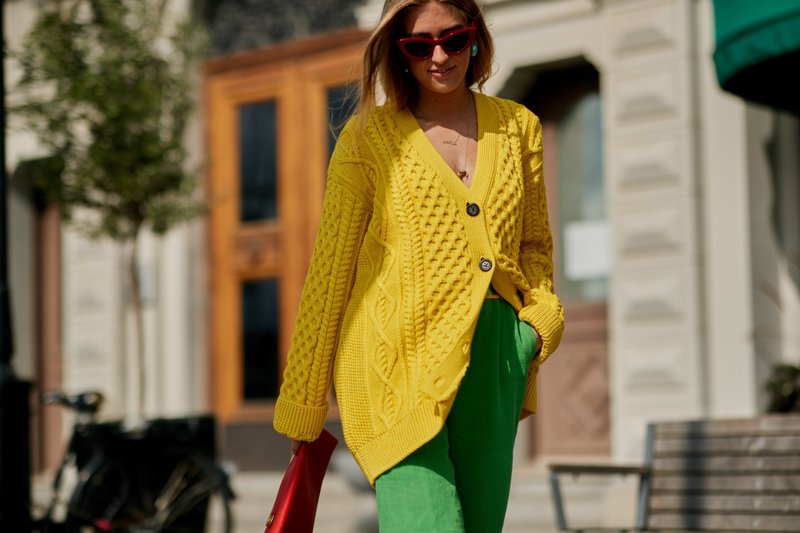 Yellow cardigan with buttons