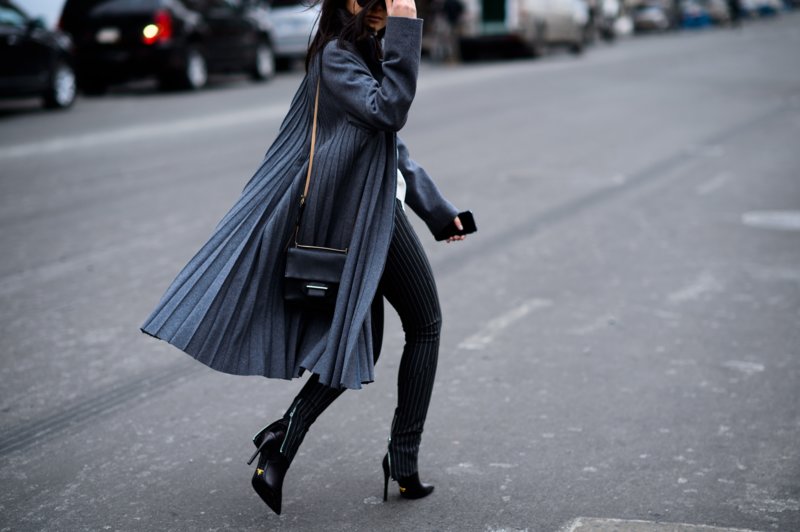 Gray pleated cardigan