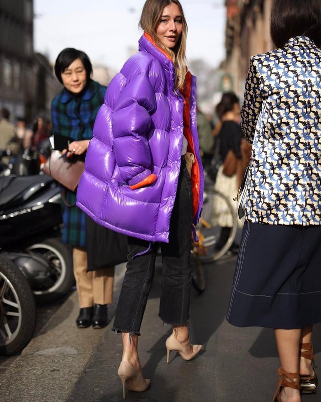 Purple down jacket