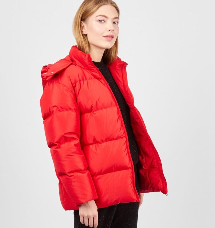 Red down jacket