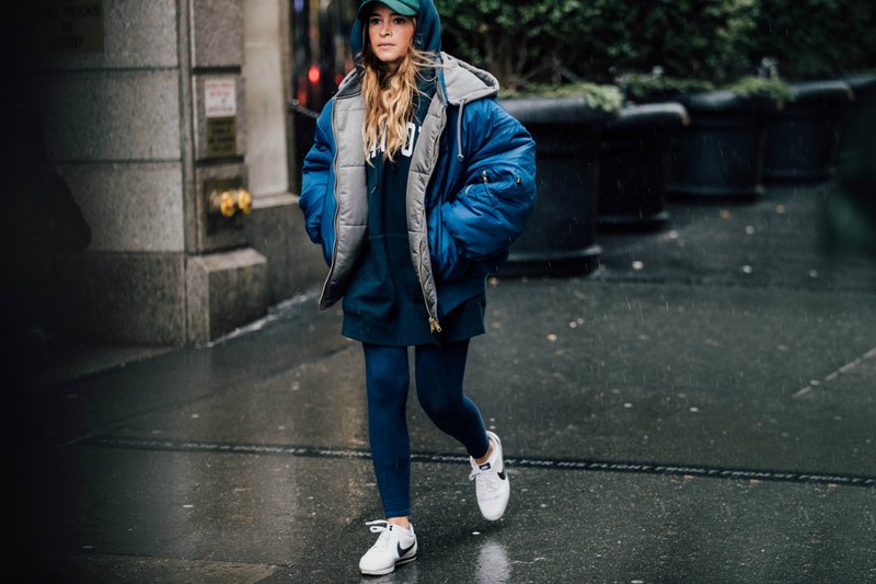 Blue oversized down jacket