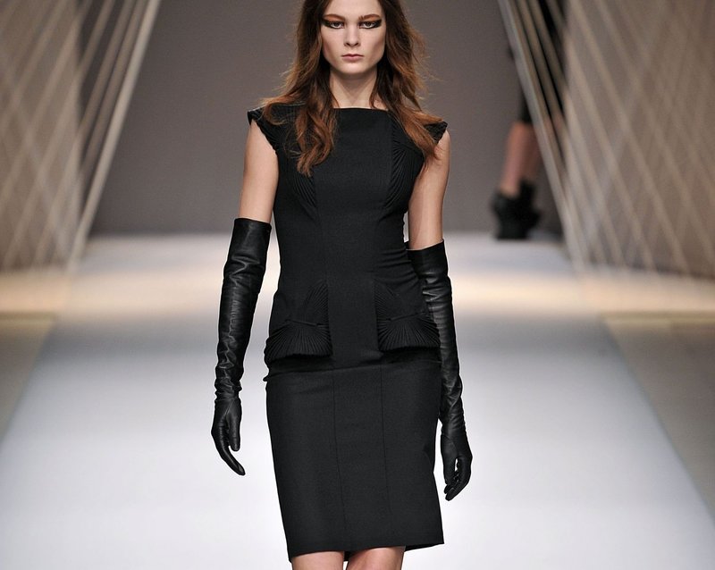 Black dress with gloves