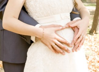 Wedding dress for pregnant bride