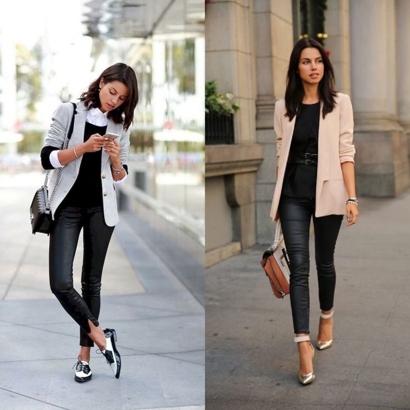 Stylish bow in a long jacket