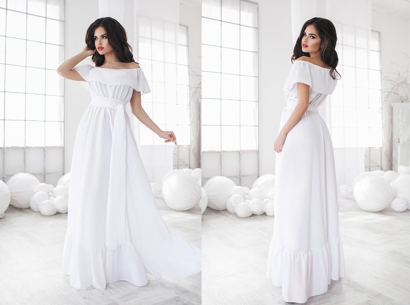 White Wedding Chiffon Dress