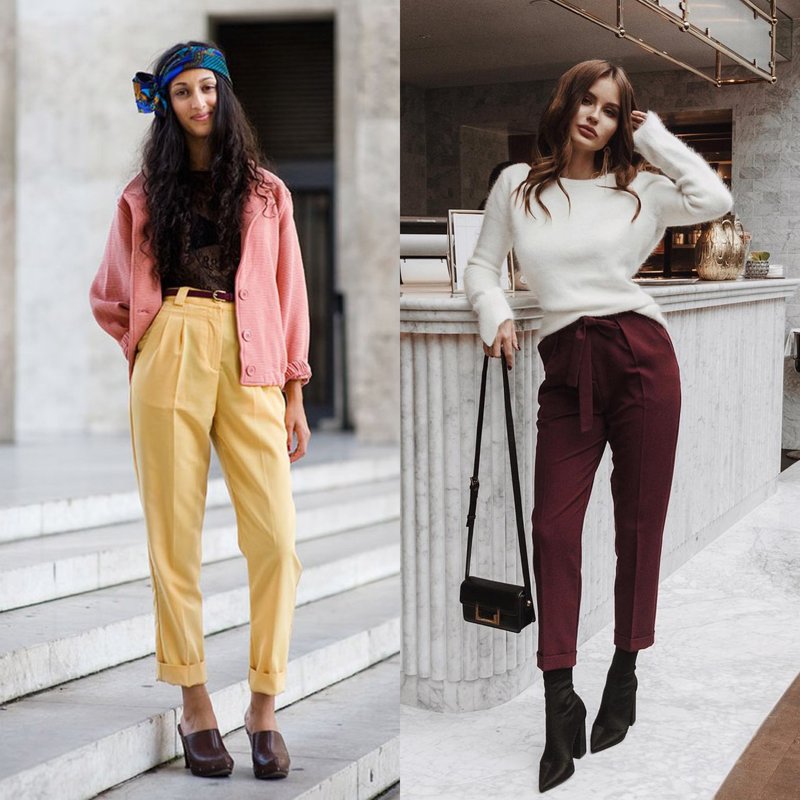 Bright spring high waist trousers