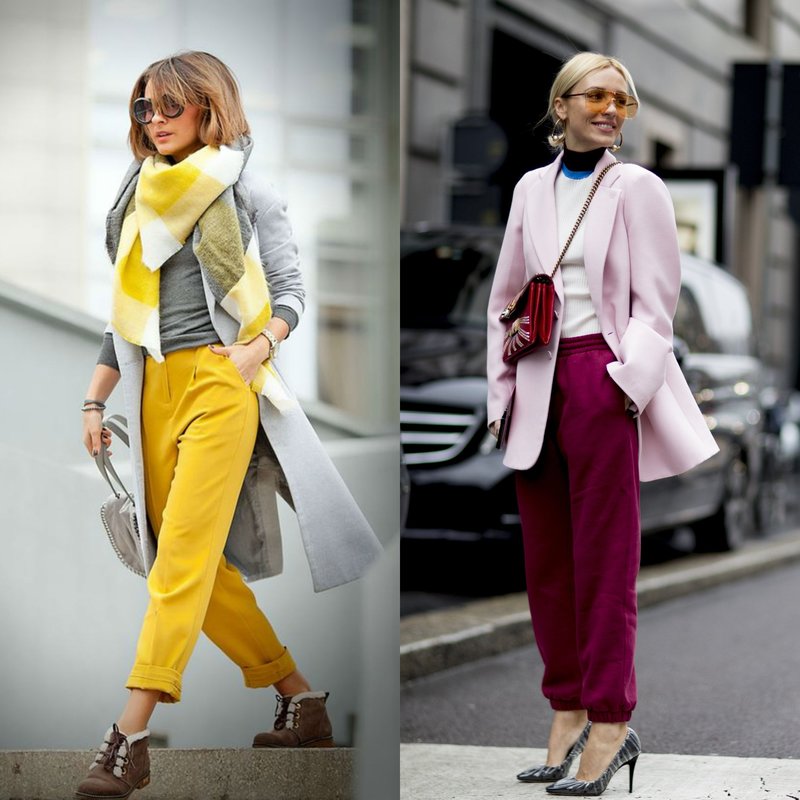 Spring bow in bright trousers