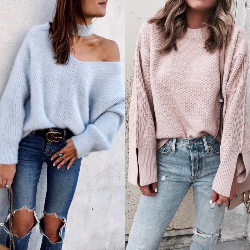 Feminine looks in a sweater