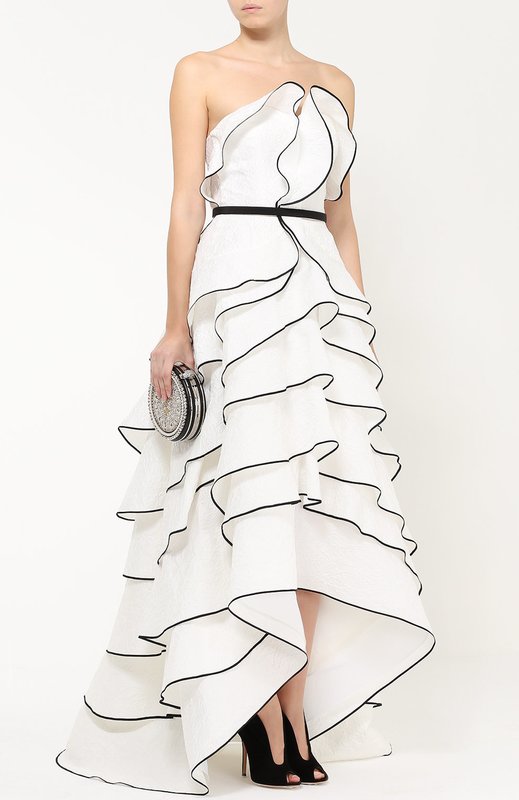 Asymmetric evening tiered dress