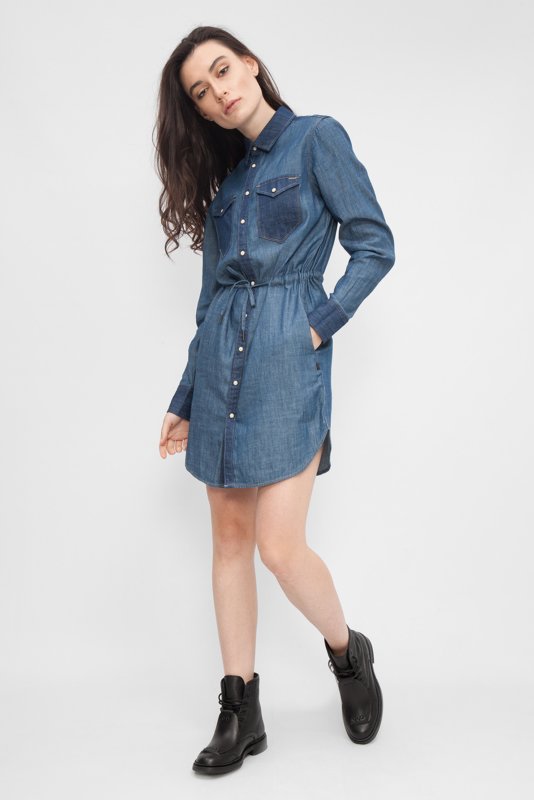 Denim shirt dress with belt