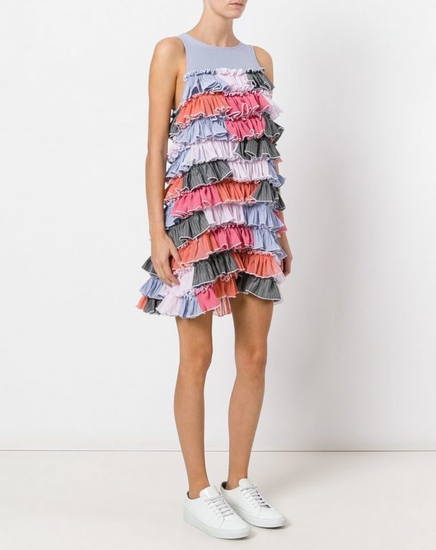 Multi-colored dress with ruffles