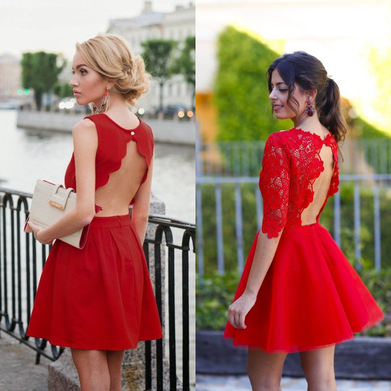 Red dress with open back