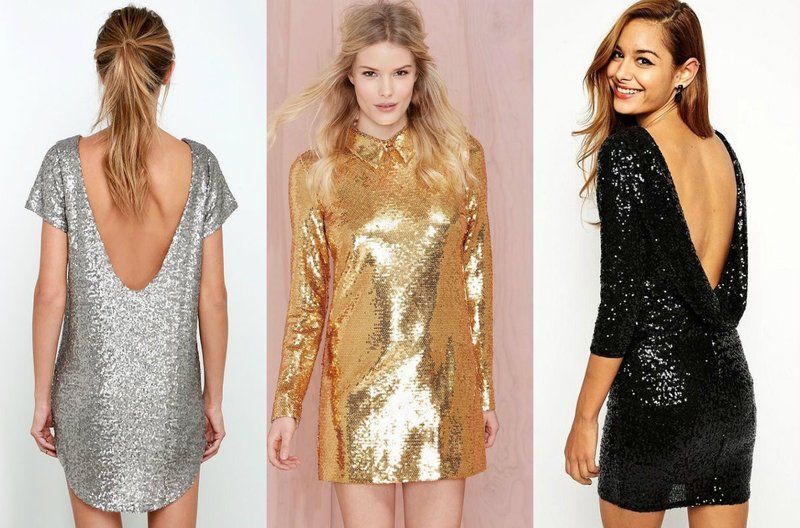 Dresses with sequins and feathers