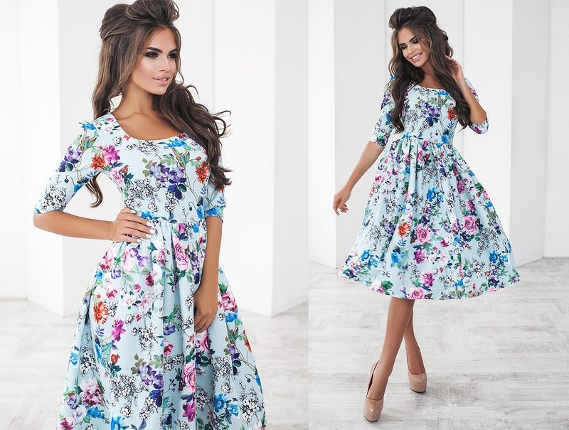 Floral print on evening dress