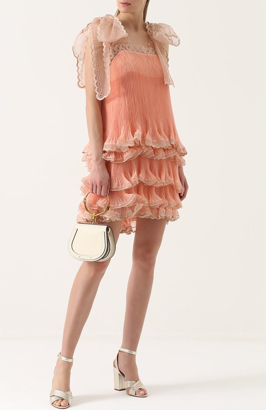 Peach Tiered Ruffle Dress