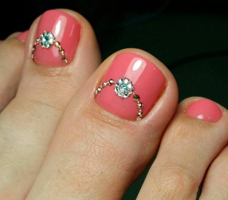 Coral color with rhinestones