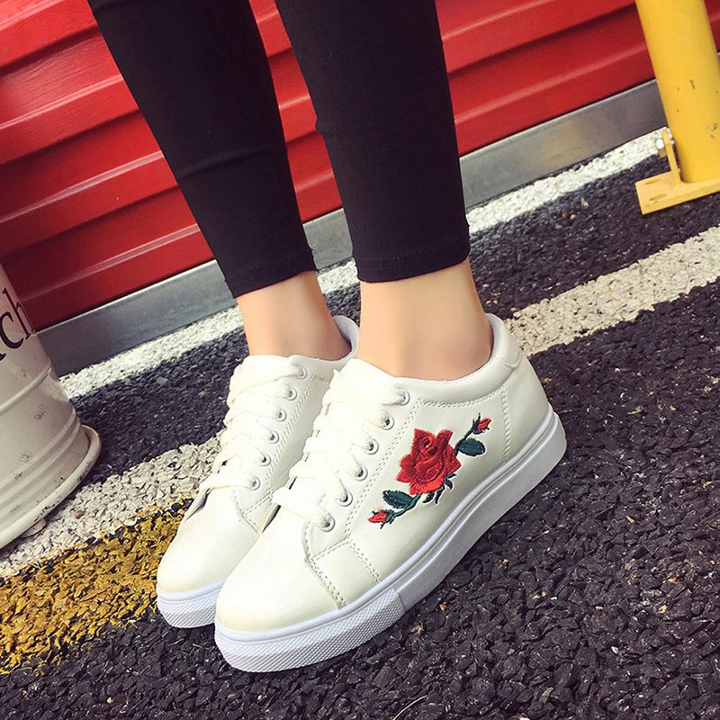 Embroidered leather sneakers