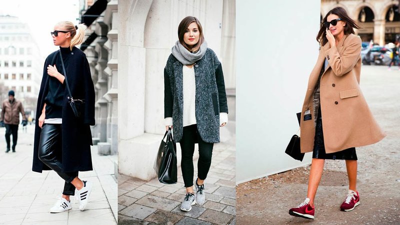 Sneakers with a coat