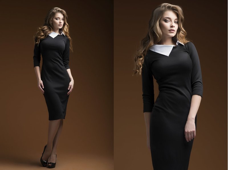 Sheath Dress with White Collar