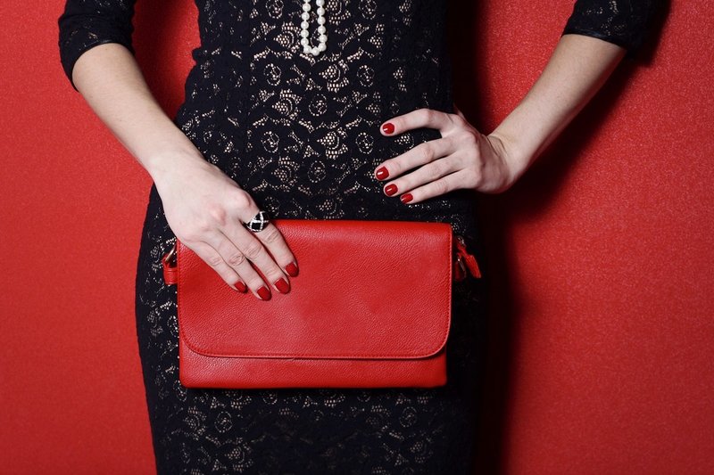 Red clutch bag