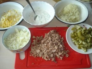 Festive cod liver salad