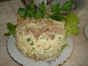 Festive cod liver salad