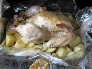 Chicken in a sleeve with potatoes