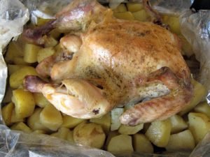 Chicken in a sleeve with potatoes