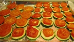 Zucchini with tomatoes and cheese