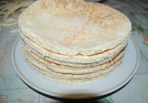 Cake in a pan with condensed milk