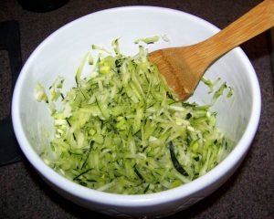 Zucchini fritters with cheese and garlic