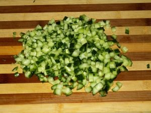 Salad with crab sticks, corn and fresh cucumber