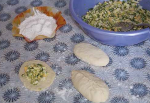 Pies with egg and green onions