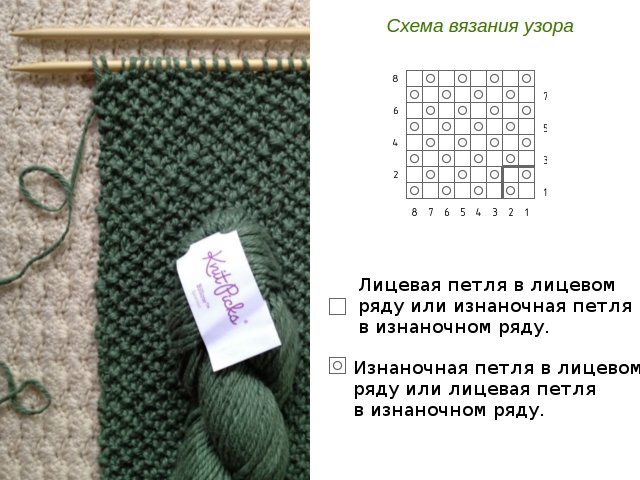 How to knit a pearl pattern with knitting needles?