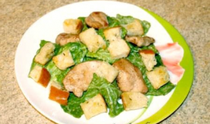 Classic Caesar Salad with Chicken and Rusks