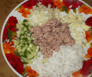 Cod Liver Salad with Rice