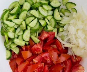 Salad of tomatoes and cucumbers