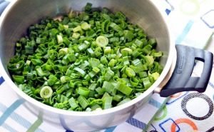 Pie with green onions and egg