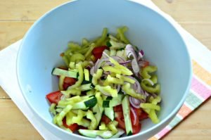 Vegetable salad with Beijing cabbage, cucumber, tomatoes