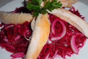 Beetroot Salad with Smoked Chicken Meat