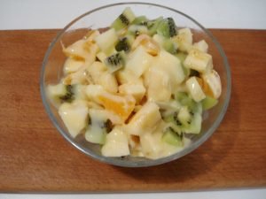 Fruit salad with condensed milk