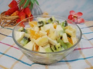 Fruit salad with condensed milk