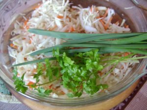 Vitamin salad of cabbage, carrots and Jerusalem artichoke