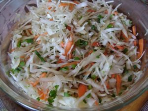 Vitamin salad of cabbage, carrots and Jerusalem artichoke