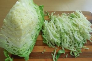 Young cabbage salad with cucumbers