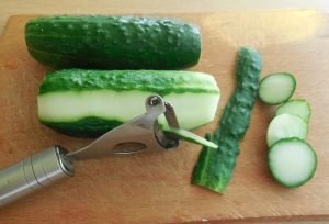 Young cabbage salad with cucumbers