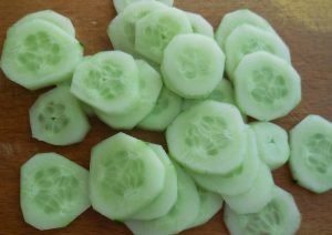 Young cabbage salad with cucumbers