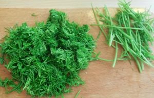 Young cabbage salad with cucumbers